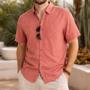 Rails Salmon Pink Floral Linen Blend Shirt Men XL Casual